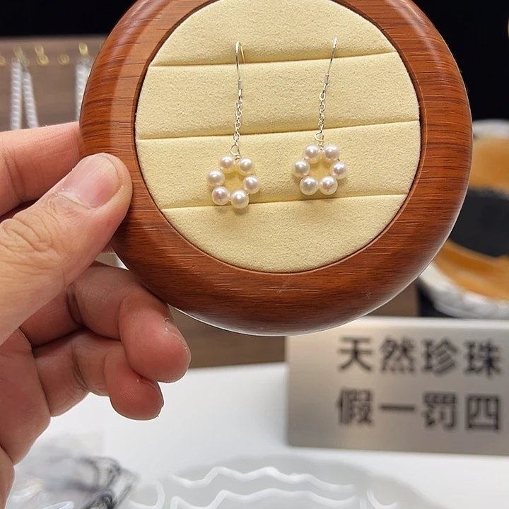 银S925镶嵌耳饰淡水珍珠
