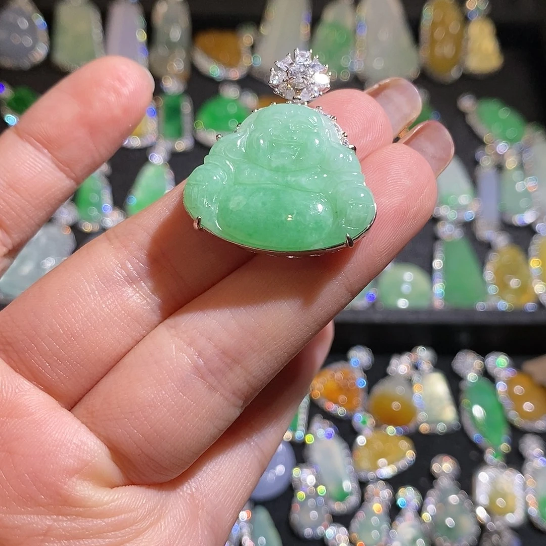 颈饰银S925镶嵌翡翠天然翡翠