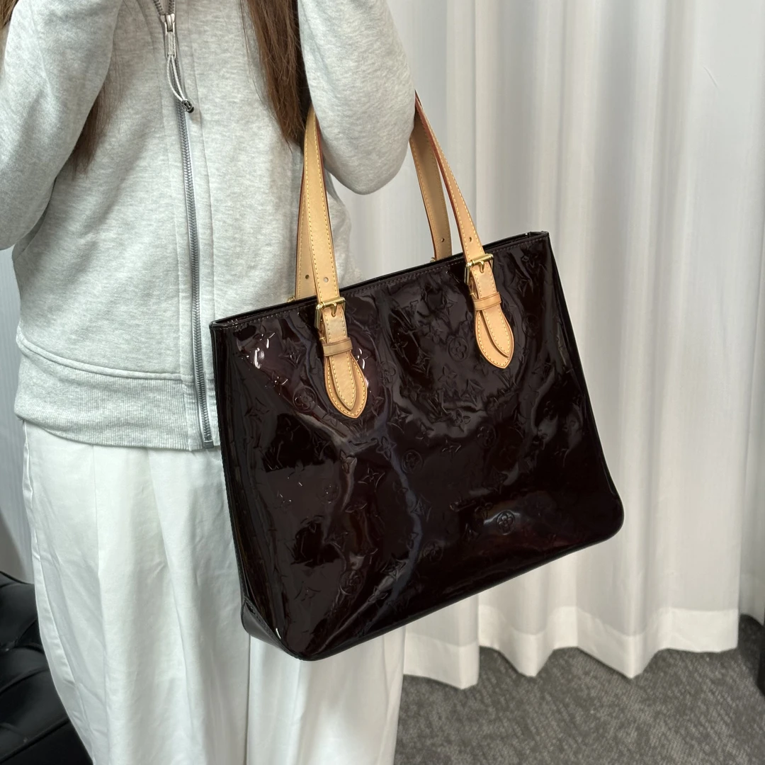 95新 LouisVuitton/路易威登 车厘子色老花托特手提包 jx