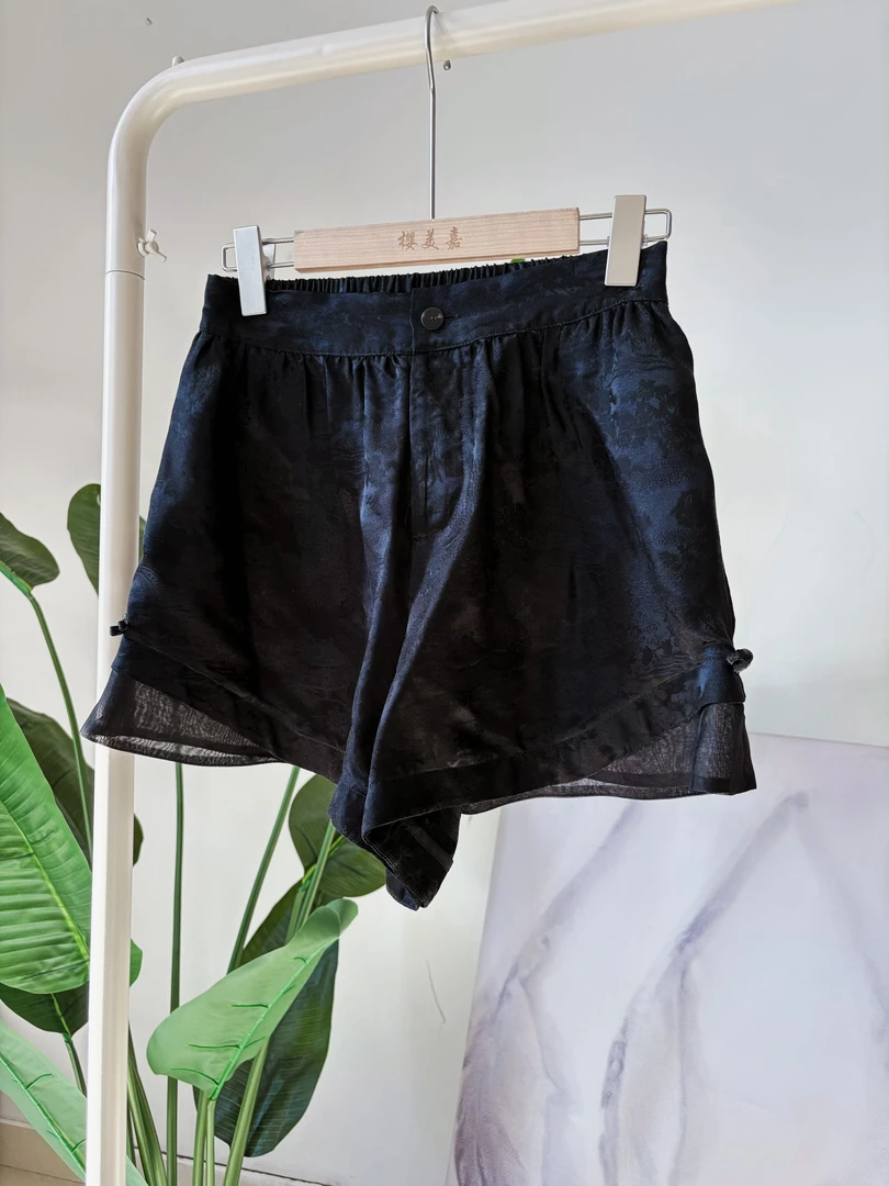 DY2243樱美嘉春夏新款桑蚕丝混纺百搭显瘦短裤