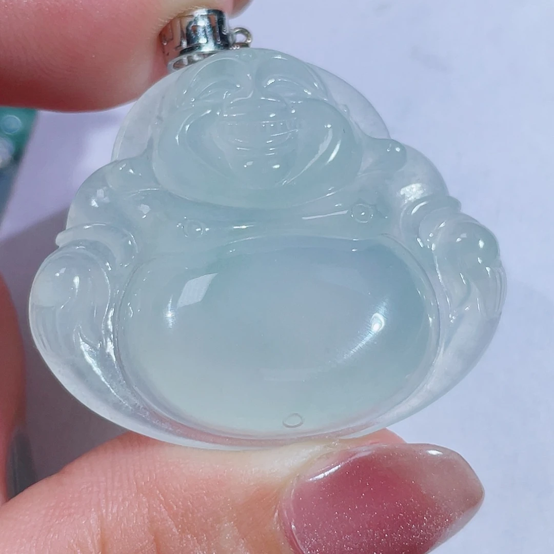 翡翠18K金镶嵌颈饰佛公