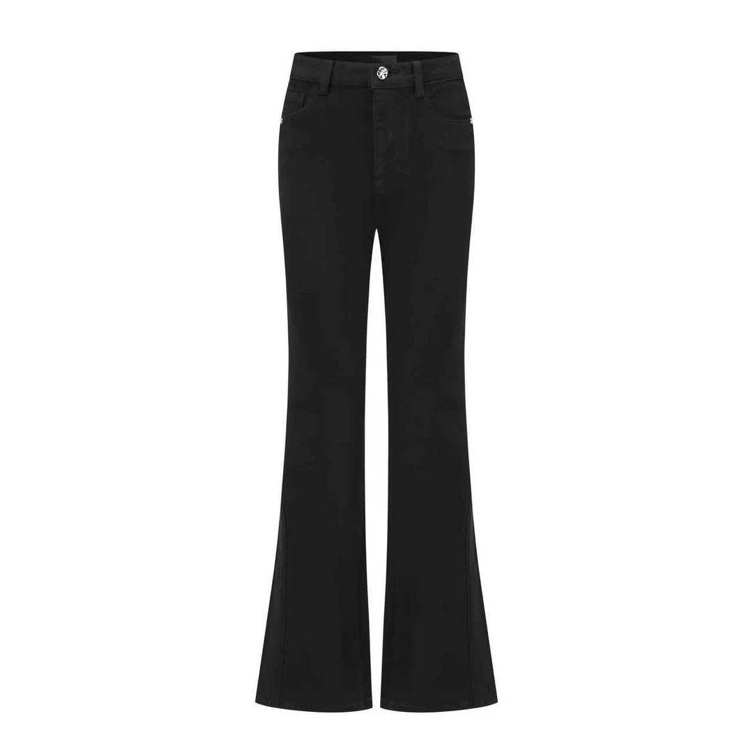 Okkaido Retro Black Flare复古微弹喇叭裤