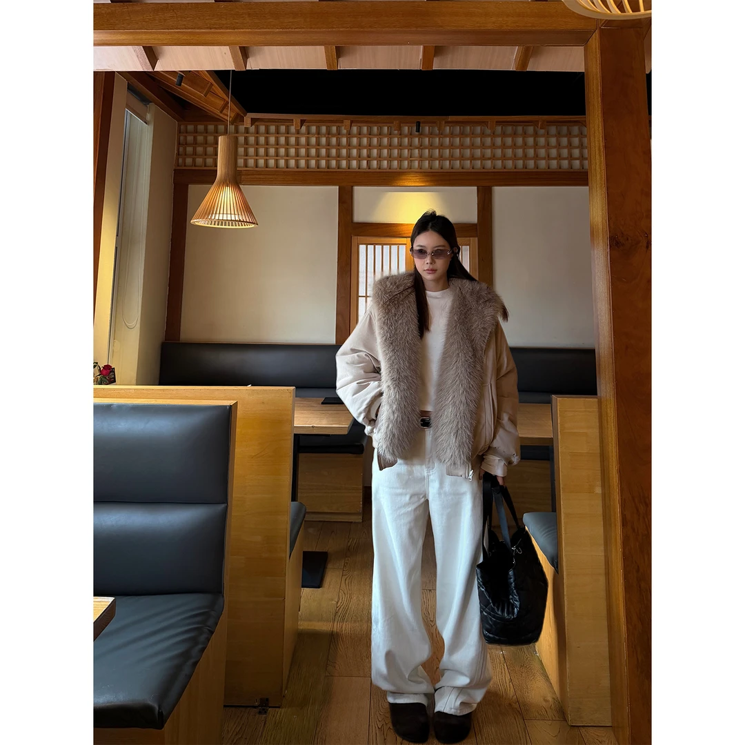 DYANGJUN【冰川派克】冬季新款正反两穿环保皮草卫衣外套