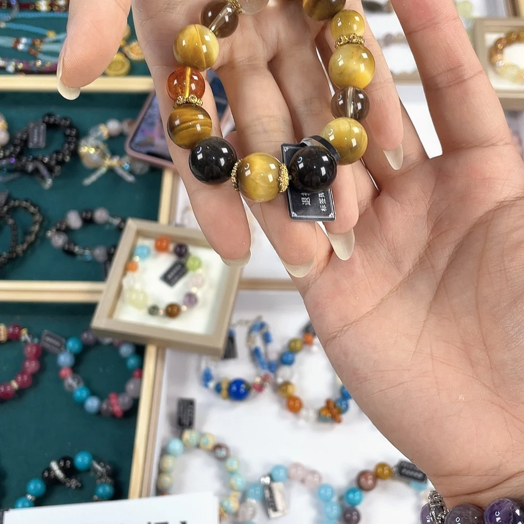 水晶手链银S925镀金镶嵌