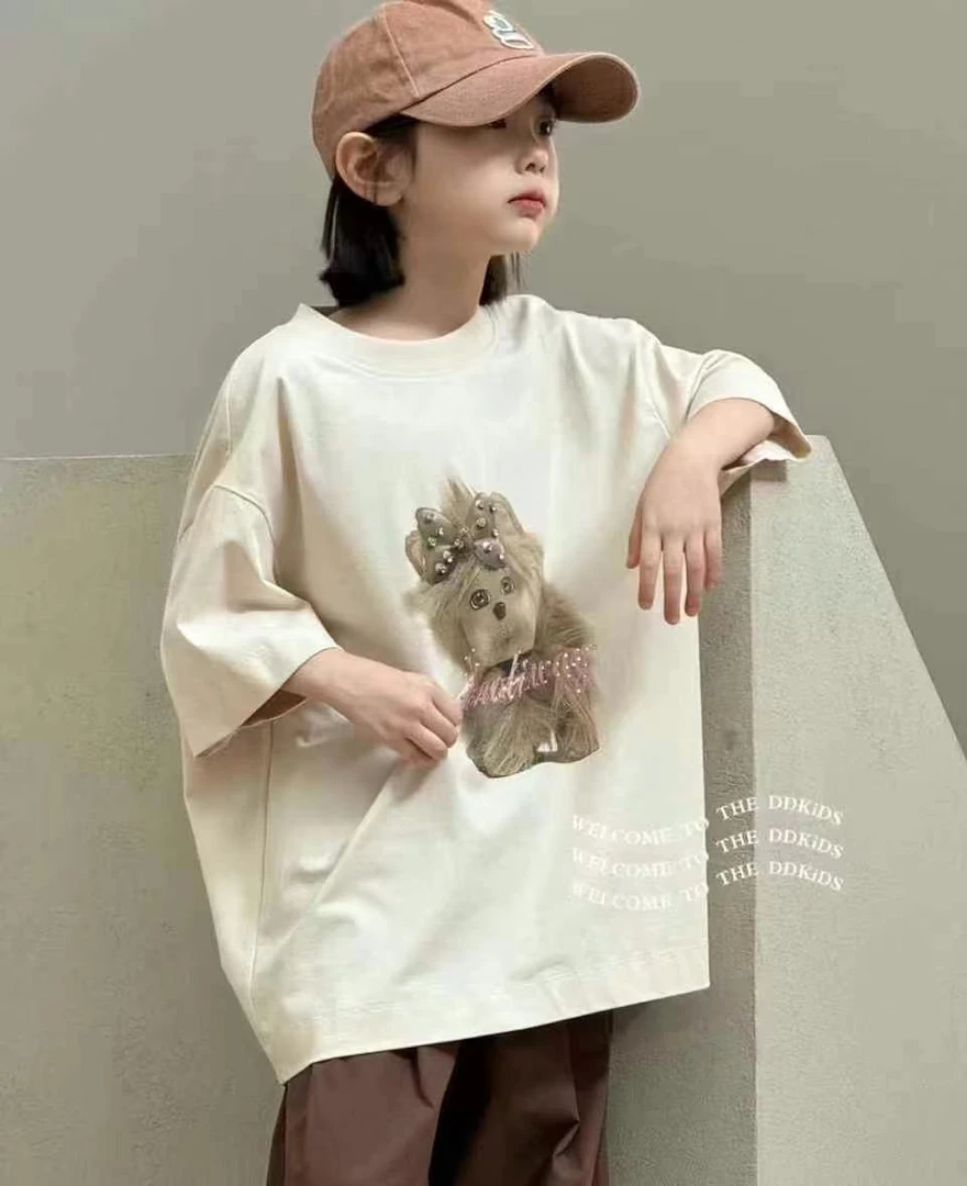 R2552 烫钻印花短袖