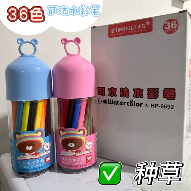 三角水彩笔画笔可水洗绘画涂色笔美术笔小学生蜡笔儿童彩色水彩笔