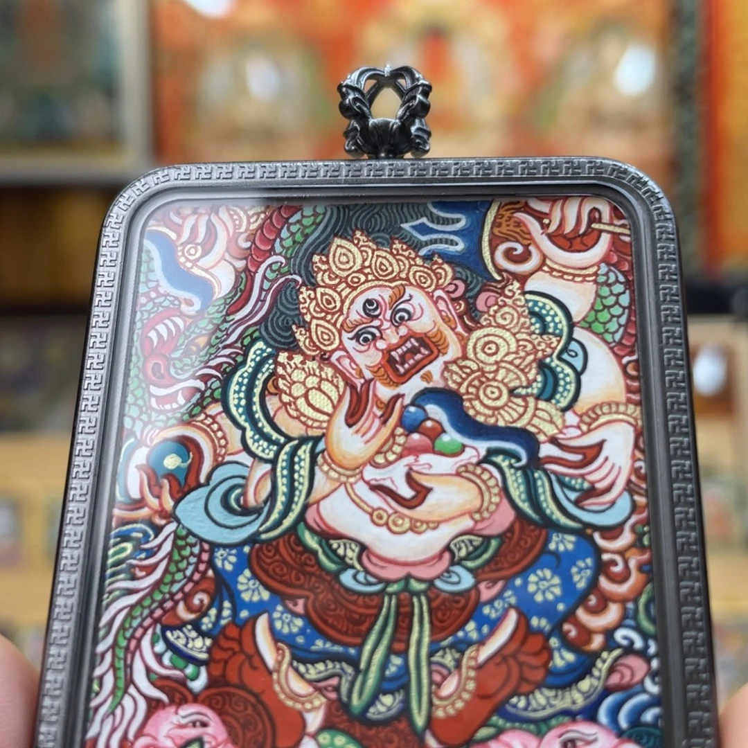 吊坠热贡纯手绘唐卡白六臂