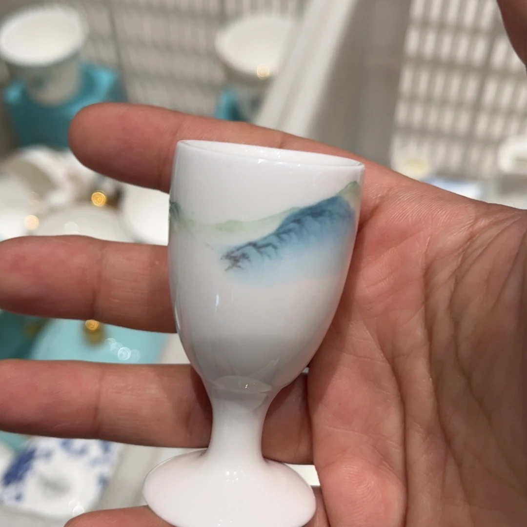 骨瓷江山如画小酒杯