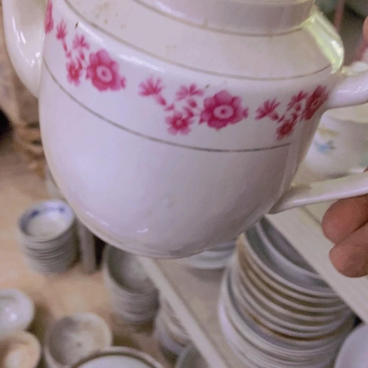 小****摆件景德镇小红花茶壶1234