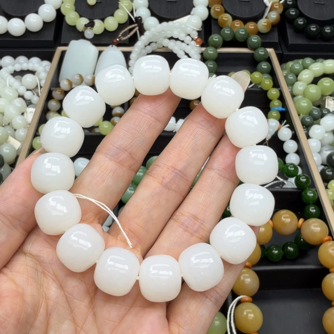 和田玉未镶嵌手链14mm