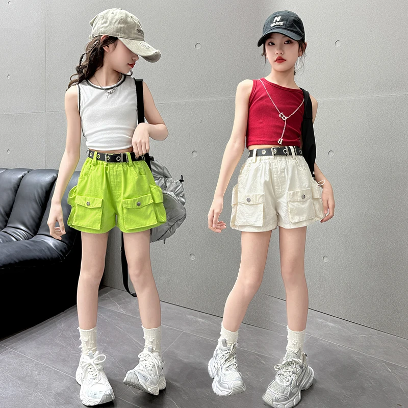 女童夏季短裤套装2025夏季新款背心两件套洋气时髦辣妹穿搭中大童