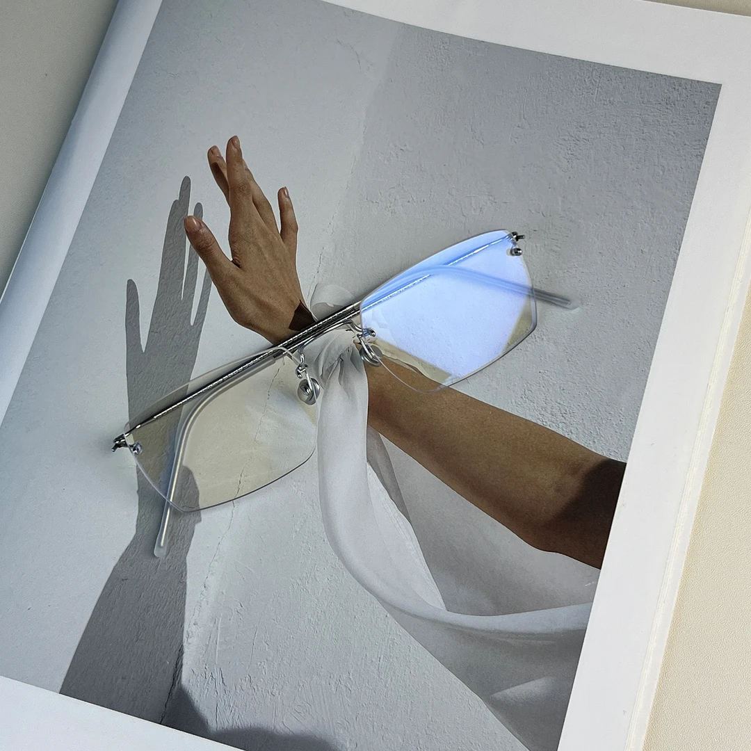 许妍同款眼镜框女 纯钛超轻无框镜框纯欲风 可配防蓝光近视镜片