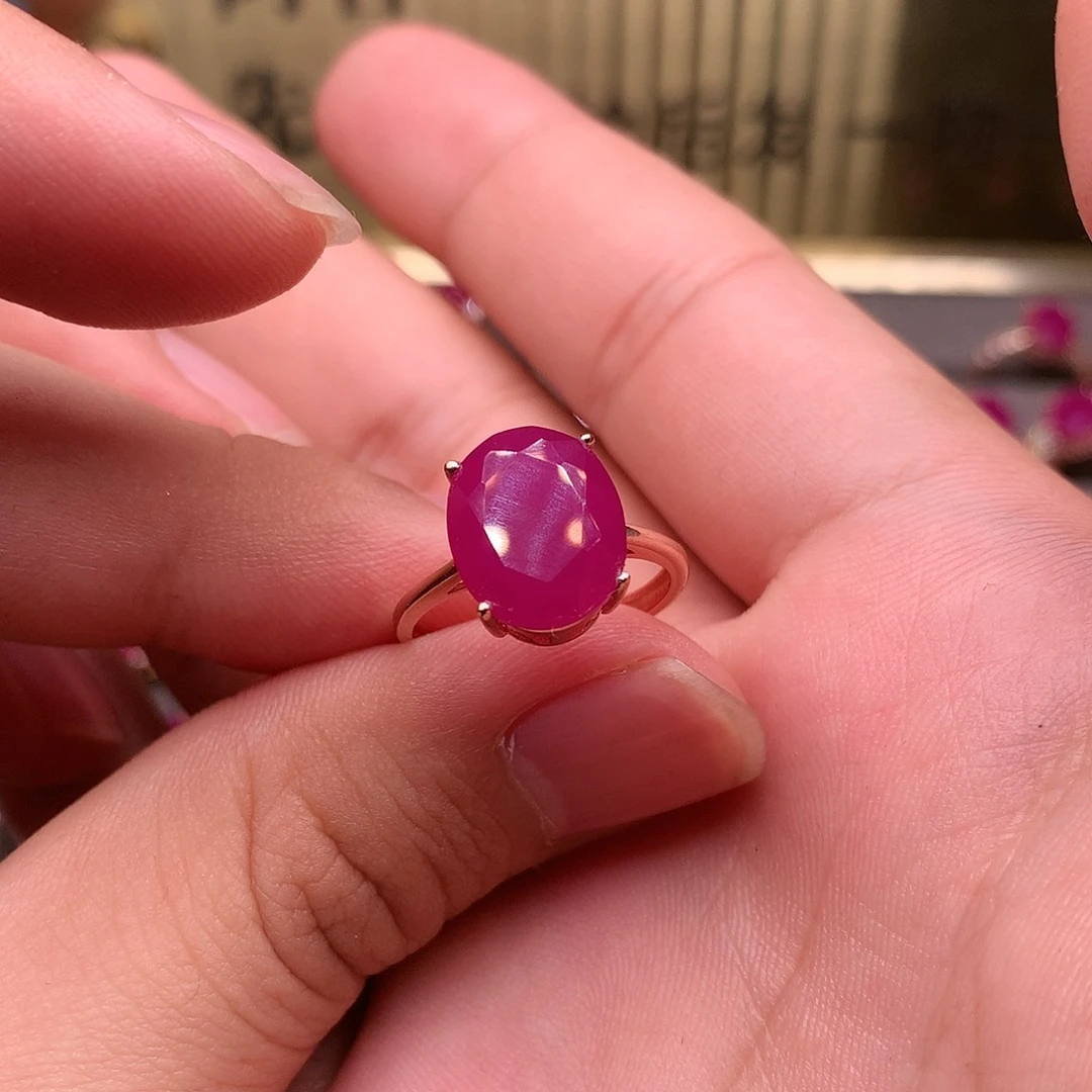 红宝石戒指银S925镶嵌