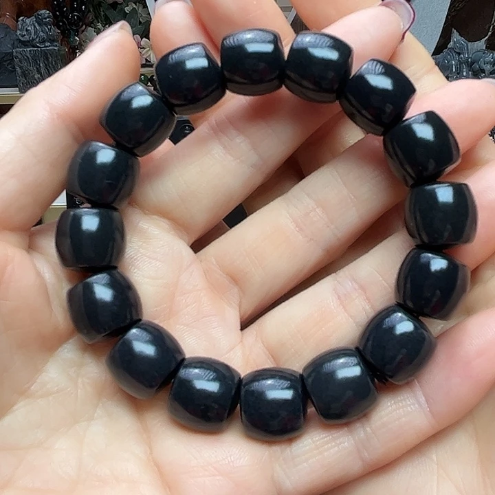 振***词和田玉（墨玉）未镶嵌手链卡14直切高羊脂