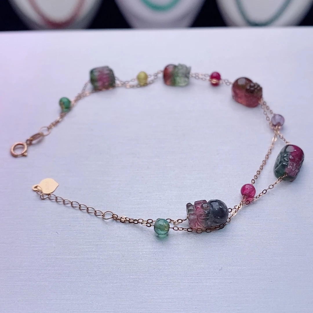 碧玺手链18K金镶嵌碧玺手链