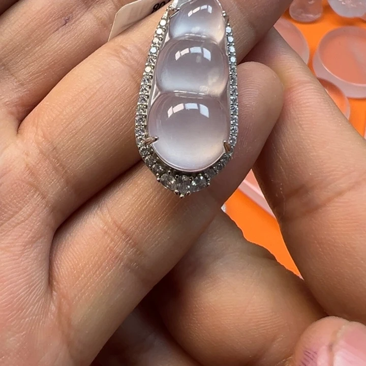 石英质玉银S925镶嵌吊坠(赠链)