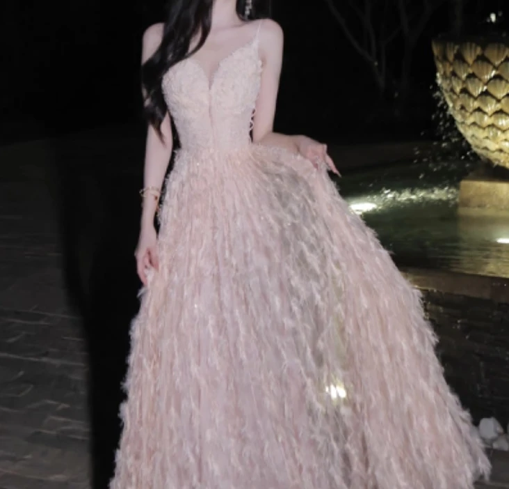 XUAN/【白天鹅】春夏新款轻奢重工蕾丝吊带仙女优雅显瘦连衣裙