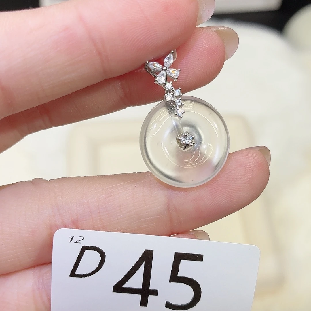 石英质玉银S925镶嵌颈饰