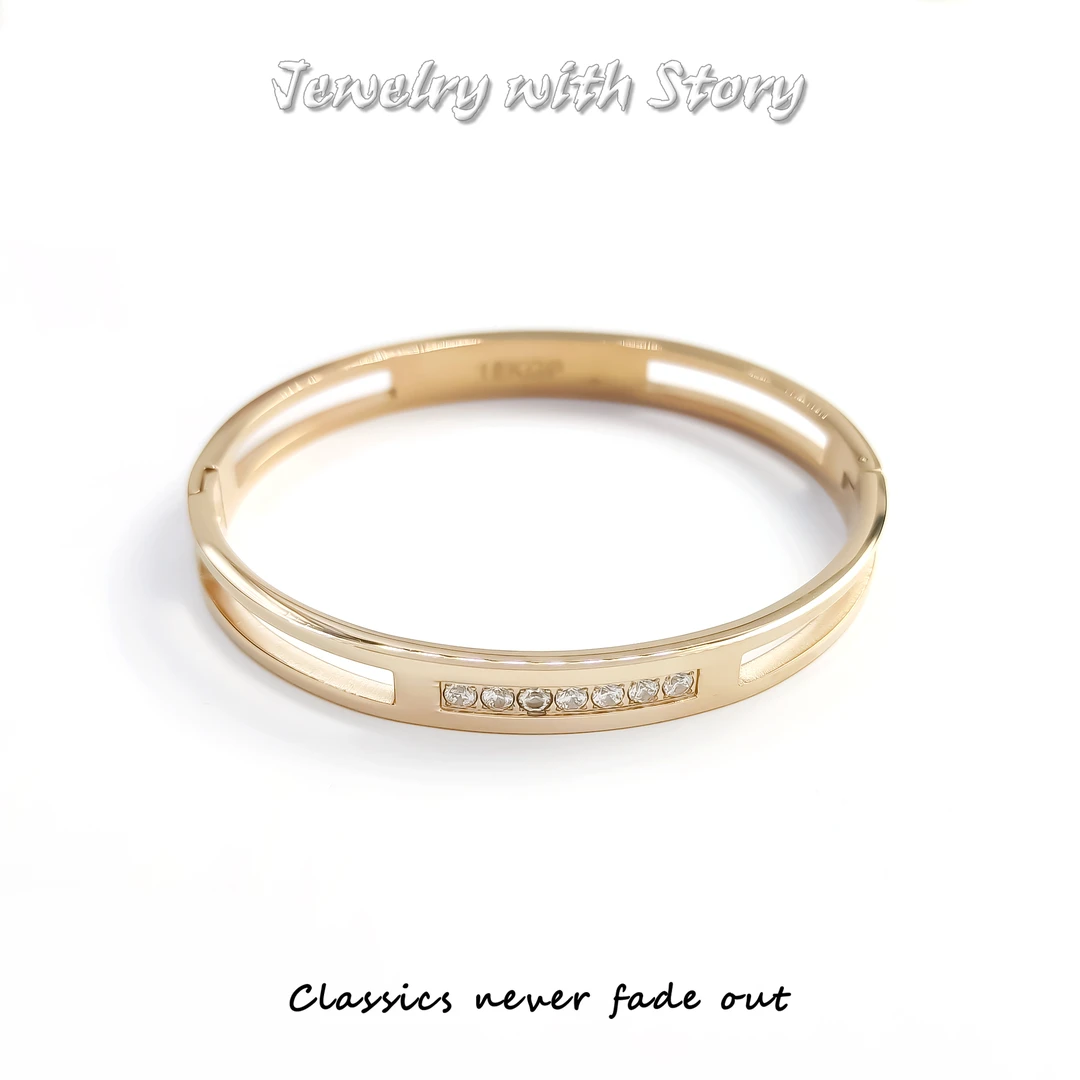 铜合金合成锆石手镯 ZAF-70382 手镯简约欧美时尚轻奢气质