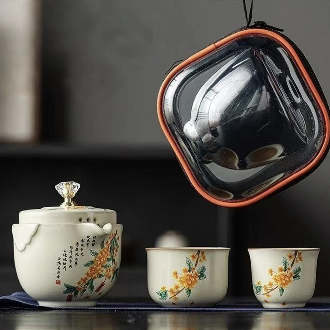 YS6588桂花旅行茶具两杯