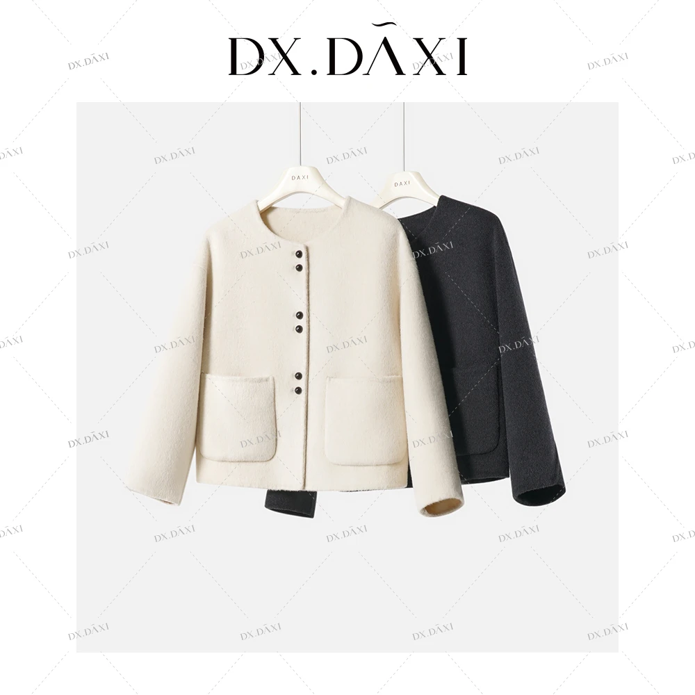 DX.DAXI【安妮信件】 小个子短款女士双面羊毛大衣百搭毛呢外套