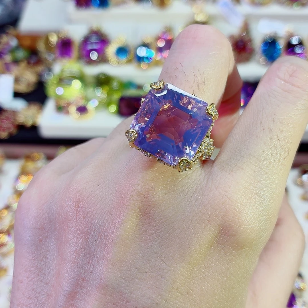 戒指银S925镶嵌水晶