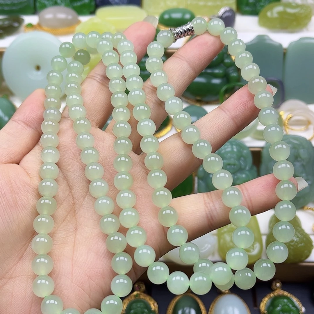 和田玉未镶嵌项链108颗卡8