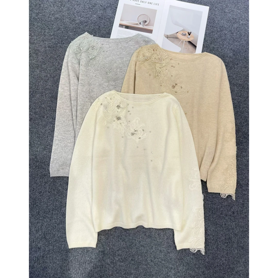 100%山羊绒毛针织衫2025秋季上衣镂空针织气质毛衣透气纯色INS风