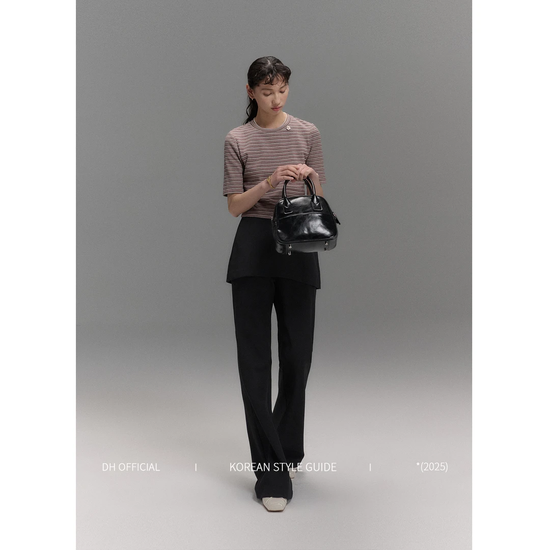 清 DH OFFICIAL 大花 【朗姆红茶】欧若风经典条纹T恤通勤