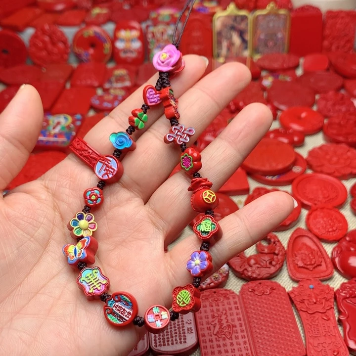 天然辰砂工艺品朱砂手机链