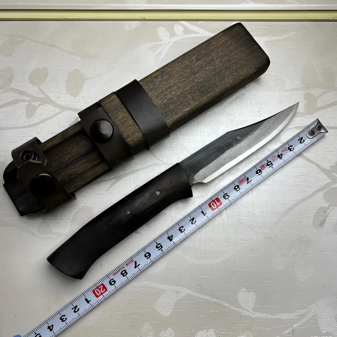 日本山野小刀/佐治武士作/双刃夹钢/户外生存刀
