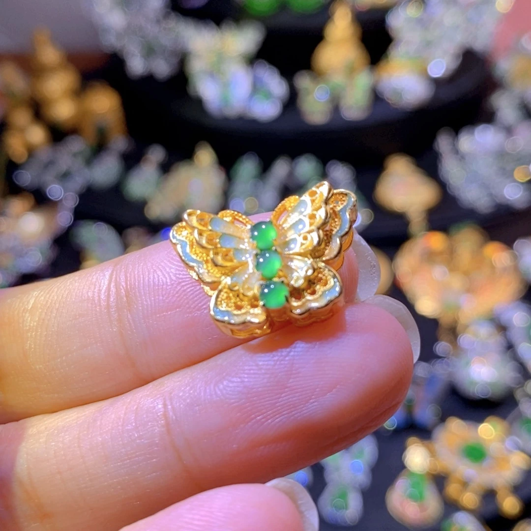 翡翠银S925镶嵌颈饰天然