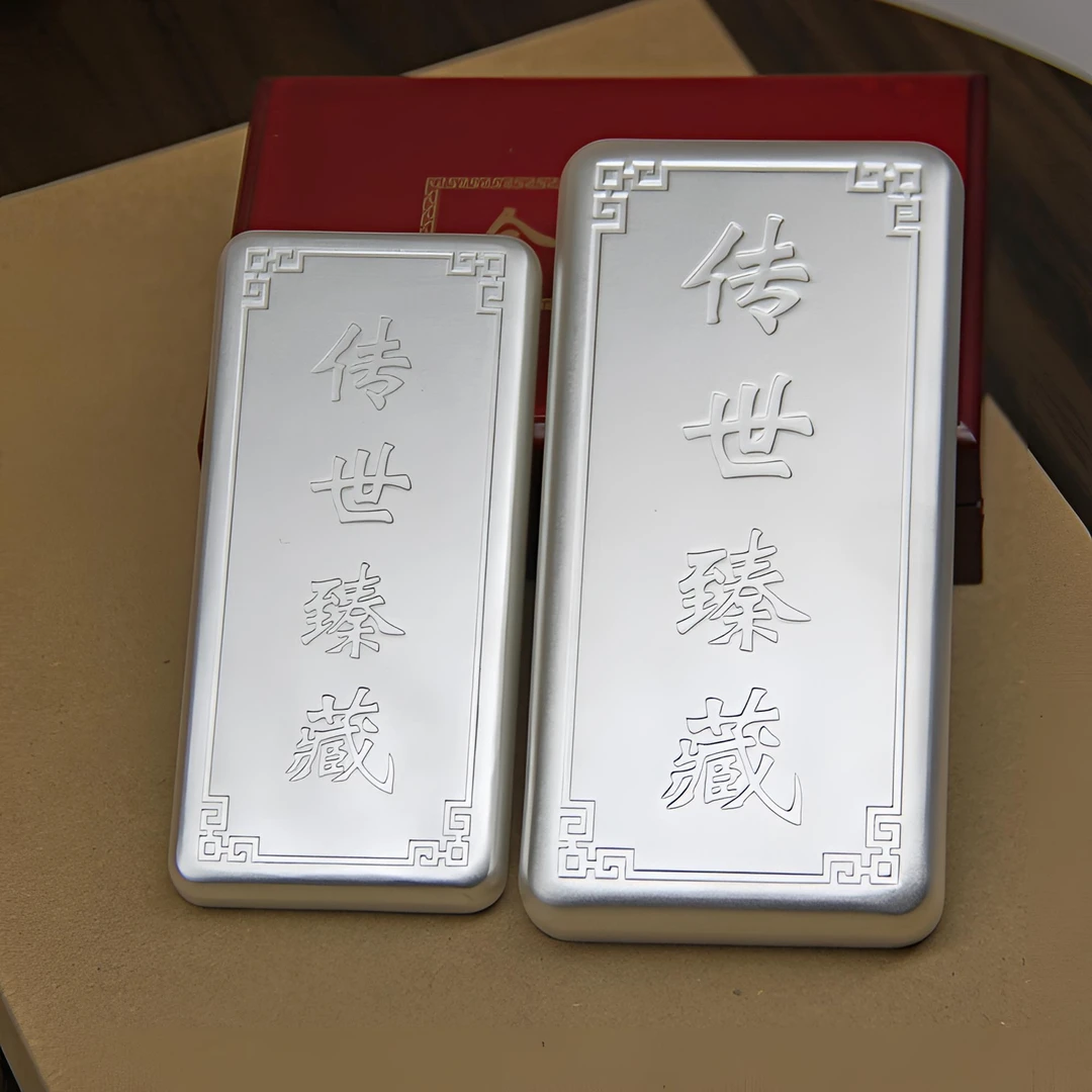 足银9999磨砂经典实心素款银条精致古法精美手工喷砂9999纯银