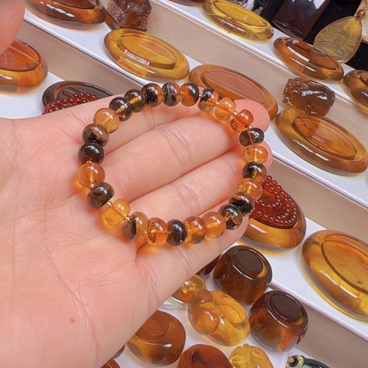 琥珀手链未镶嵌天然缅甸琥珀手串6.4克
