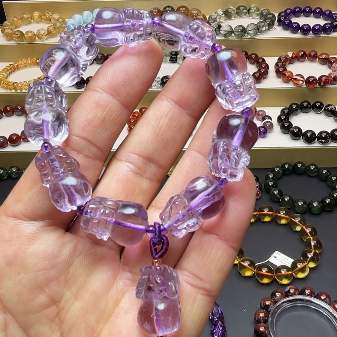 水晶手链未镶嵌薰衣草紫水晶貔貅手链