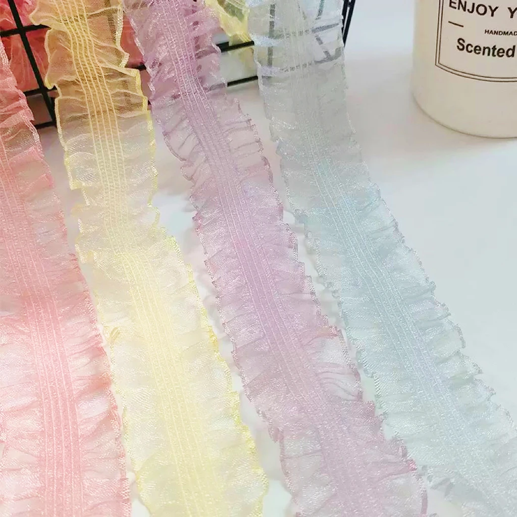 玖阁家《拍1送1》3.0cm彩色双向弹力透明木耳松紧带褶皱花边