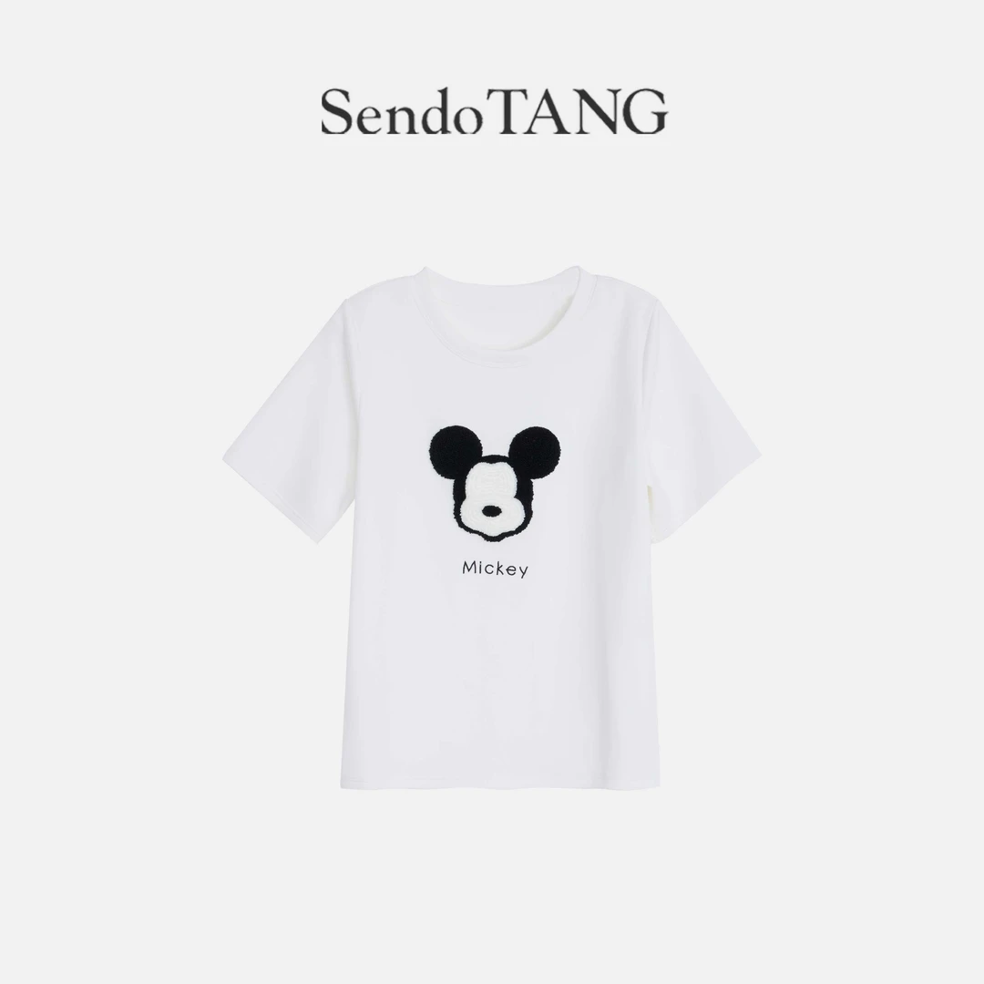 地暖房必备【米七七】胖多女装新款时尚米奇图案百搭宽松打底衫