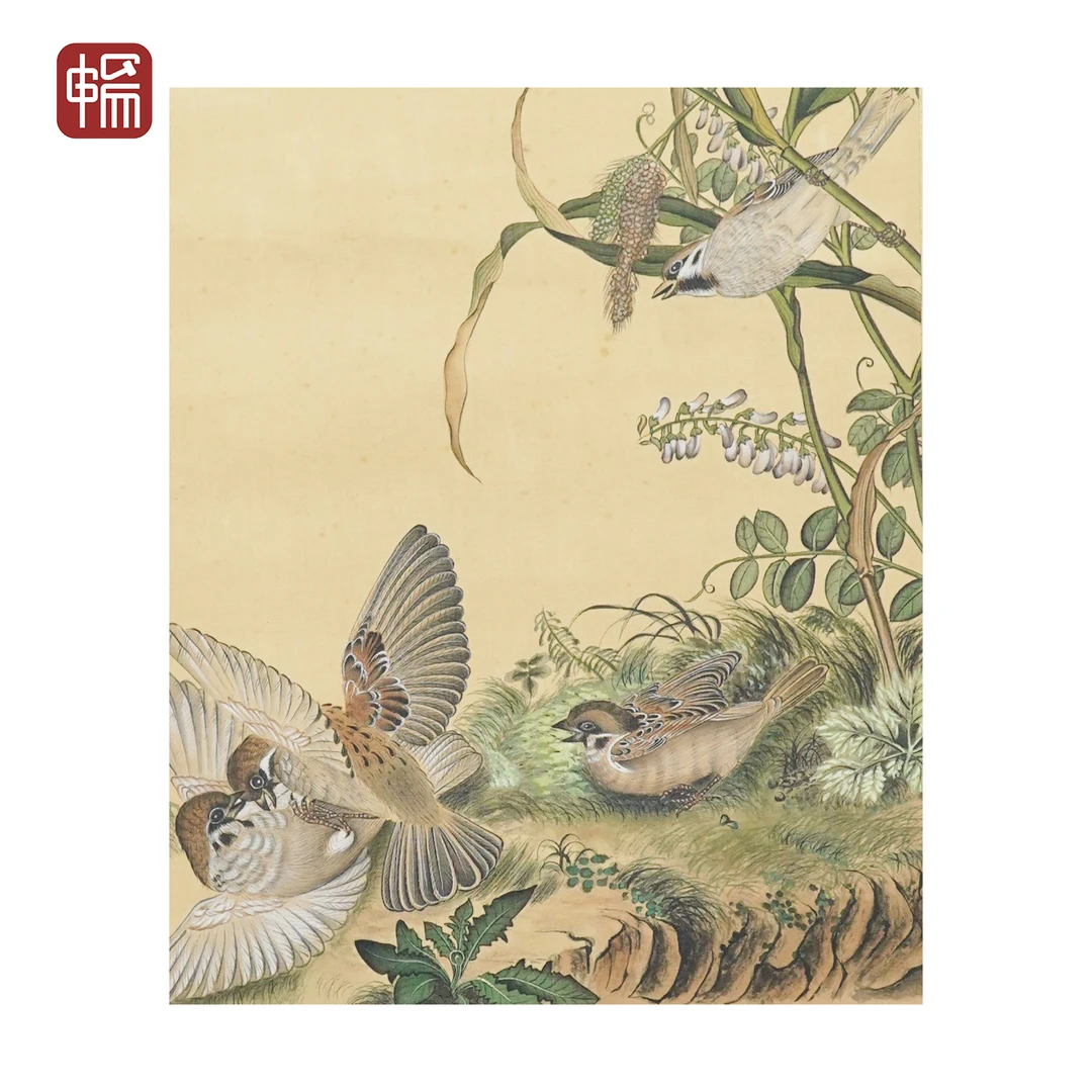 F960 清代《花鸟》29*27（0.7平尺） 绢本镜片 YM