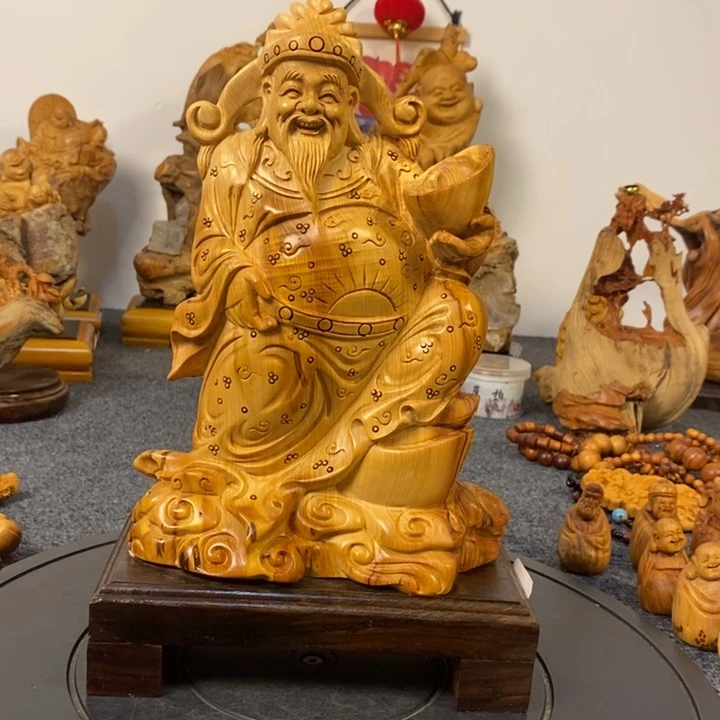 柏木（崖柏）崖柏财神爷摆件根雕工艺品