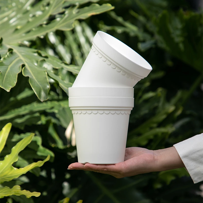 篱宁高颜值花边复古加厚塑料小花盆简约透气耐用阳台客厅仿陶盆