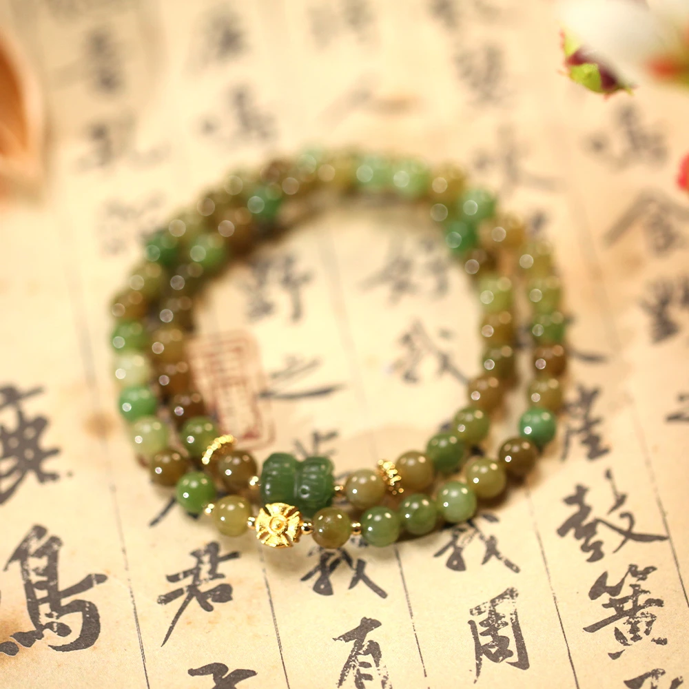 【德巧家】和田玉黑羊洞双圈手串