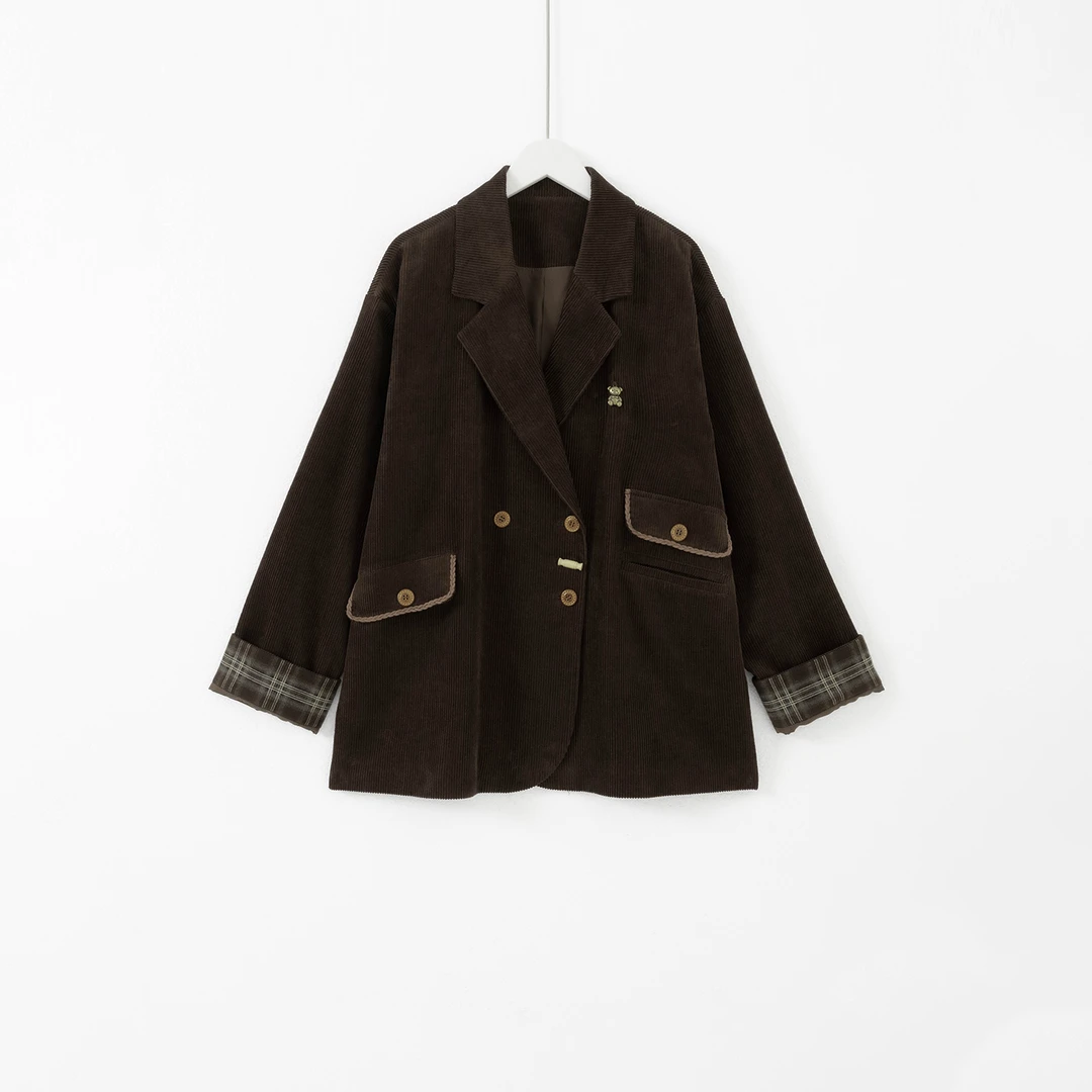 几里与麻 英伦风美拉德棕色西装外套 2091644