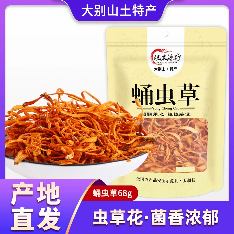皖太源野蛹虫草虫草花煲汤食材安徽特产食用菌营养美味菌菇汤