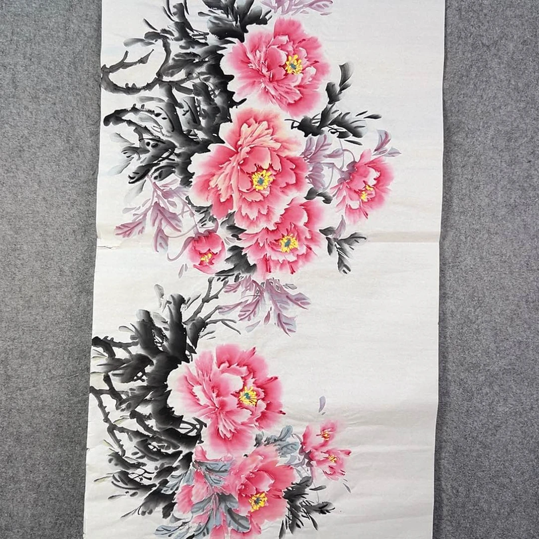 国画046 花鸟在树丛的顶端鸣叫叫声响