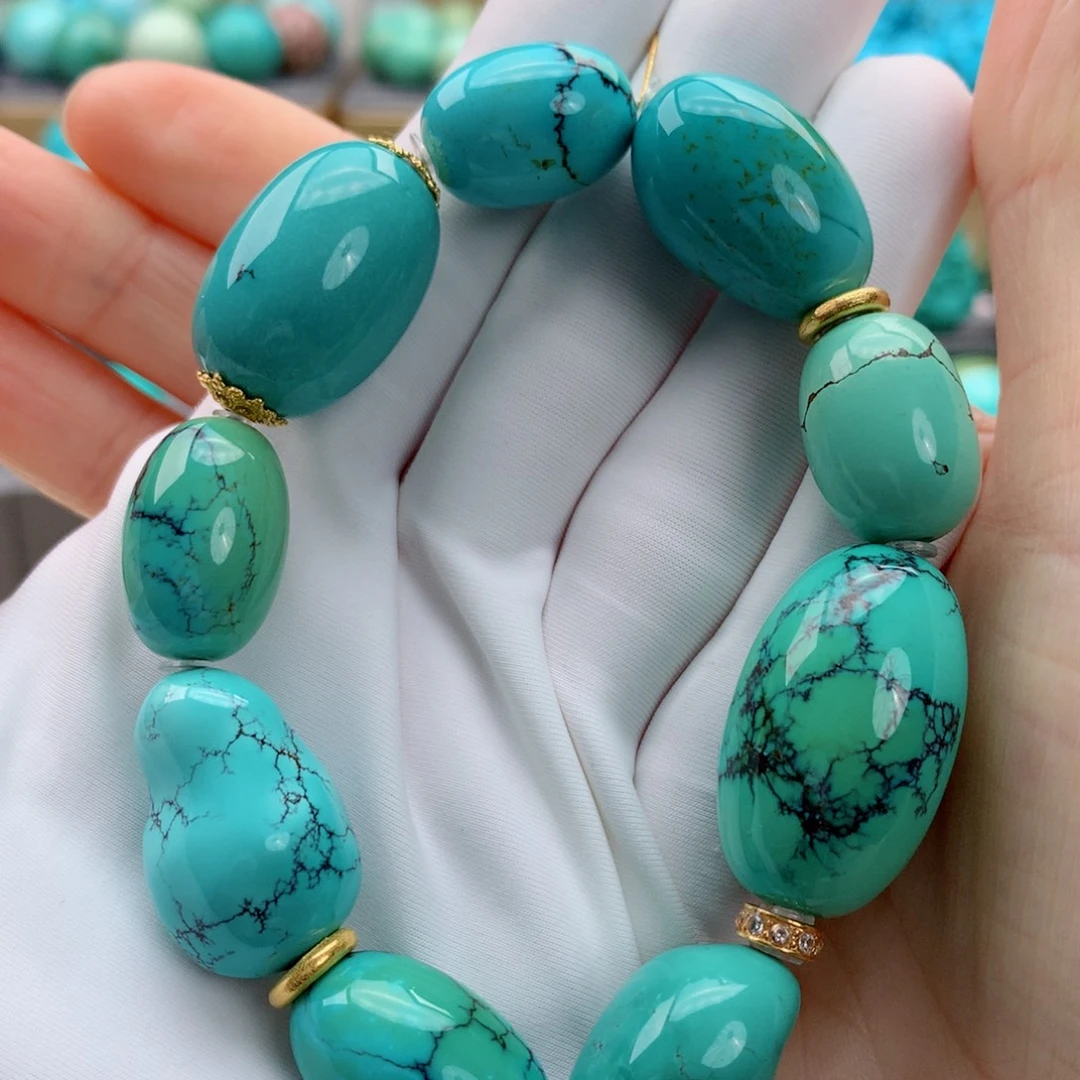 绿松石18K金镶嵌珠宝奇石