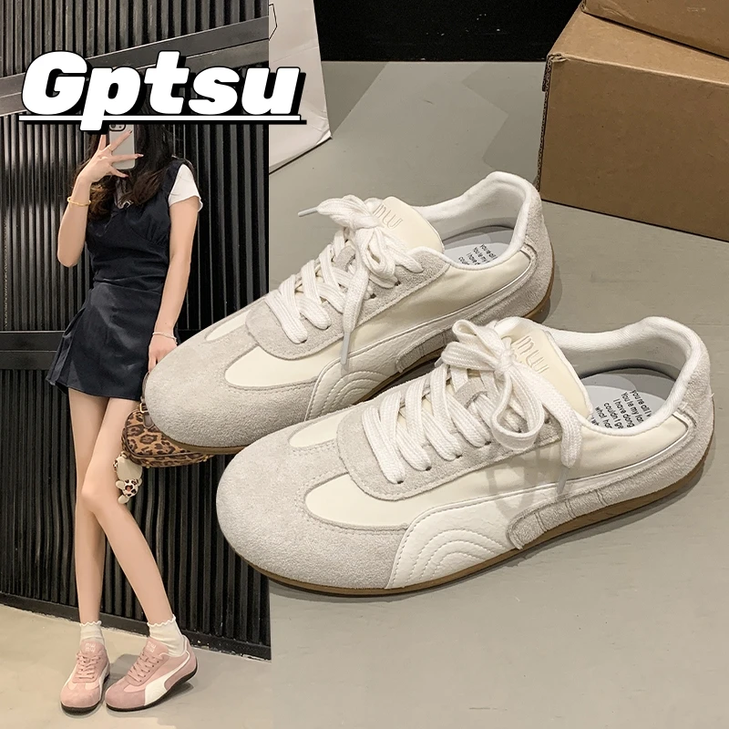 GPTSu德训鞋2025春季新款韩版舒适平跟系带运动休闲鞋波鞋单鞋潮