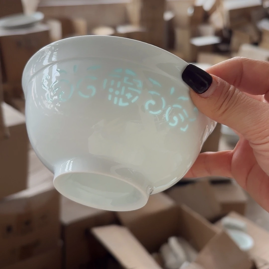 搪瓷景德镇米饭碗青福两个无底款好的