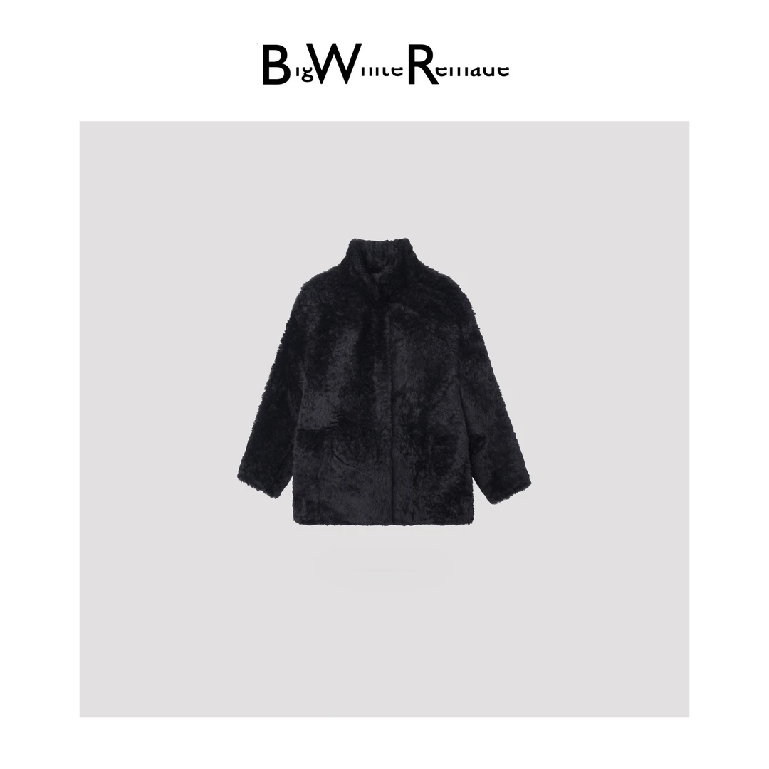 BIG WHITE REMADE“栖谷月色”法式奢感时尚拉贡皮毛一体外套L8608