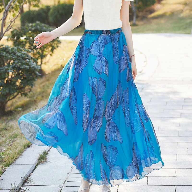 024（慧敏专属链接）超大摆显瘦碎花高腰气质时尚春夏长款裙半身裙