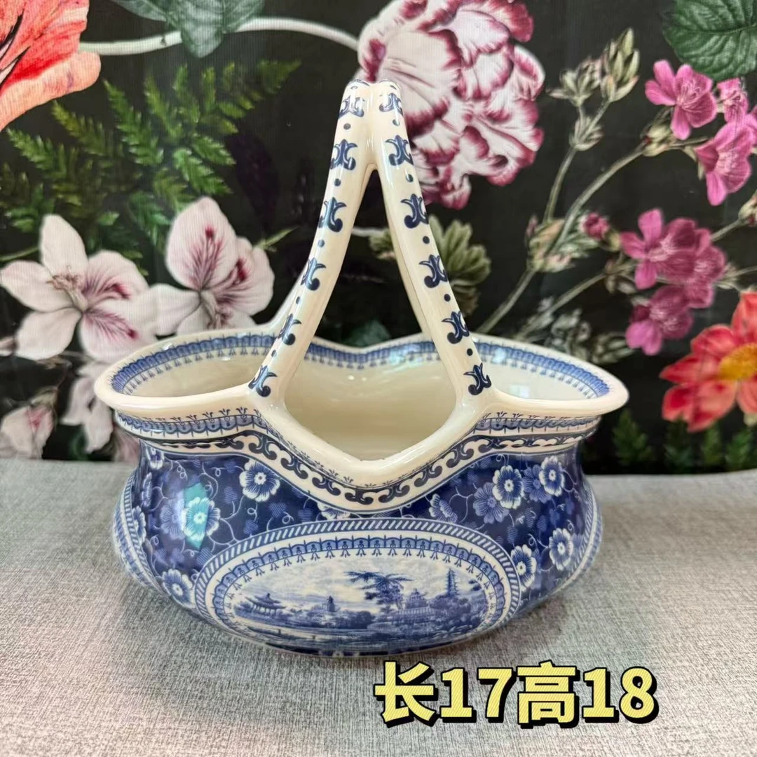 欧洲名画 cz 青花亭台楼阁 提篮 果篮